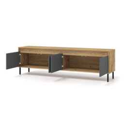 Arte Spacious Oak Golden & Basalt Tv Cabinet With Push-To-Open Doors W192Cm H56Cm D40Cm For Modern Entertainment Areas - thumbnail 2