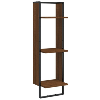 Berkfield Sturdy 3-Tier Wall Shelf Brown Oak 30X25X100 Cm Engineered Wood - image 1