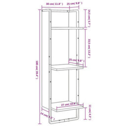 Berkfield Sturdy 3-Tier Wall Shelf Brown Oak 30X25X100 Cm Engineered Wood - thumbnail 8