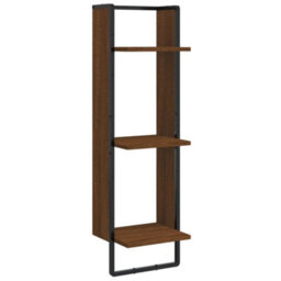 Berkfield Sturdy 3-Tier Wall Shelf Brown Oak 30X25X100 Cm Engineered Wood - thumbnail 1