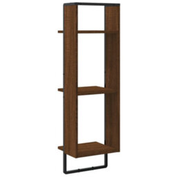 Berkfield Sturdy 3-Tier Wall Shelf Brown Oak 30X25X100 Cm Engineered Wood - thumbnail 6