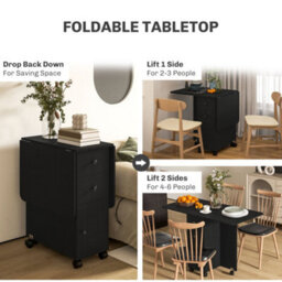 Wyld Haus Midile Distressed Black Drop Leaf Dining Table With Storage Seats 4 To 6 - thumbnail 5