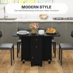 Wyld Haus Midile Distressed Black Drop Leaf Dining Table With Storage Seats 4 To 6 - thumbnail 4