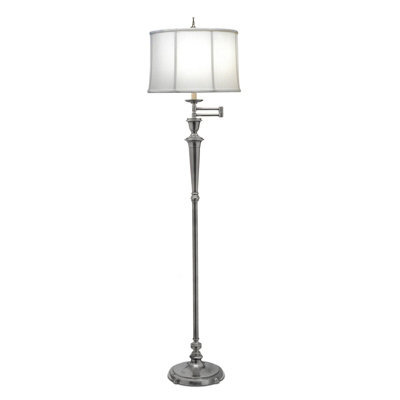 Stylish Multi-Directional Floor Lamp With Antique Nickel Finish And Off-White Shade - image 1