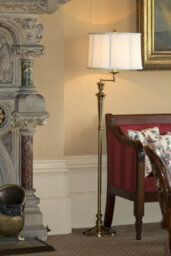 Stylish Multi-Directional Floor Lamp With Antique Nickel Finish And Off-White Shade - thumbnail 2