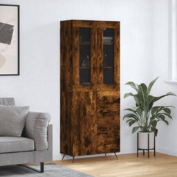 Berkfield Highboard Smoked Oak 69.5X34X180 Cm Engineered Wood - thumbnail 1