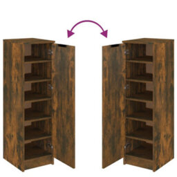 Berkfield Shoe Cabinet Smoked Oak 30X35X100 Cm Engineered Wood - thumbnail 8