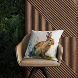 Warren Reed Designer Rabbit Splash Watercolour Outdoor Cushion 45Cm X 45Cm - thumbnail 2