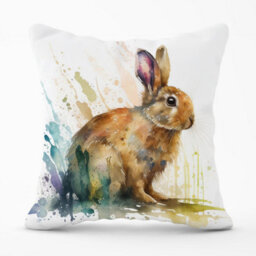 Warren Reed Designer Rabbit Splash Watercolour Outdoor Cushion 45Cm X 45Cm - thumbnail 1