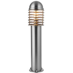 4 Pack Outdoor Post Bollard Light Polished Steel Vandal Proof External Pathway - thumbnail 3