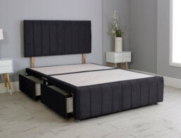 Comfy Deluxe 4Ft Small Double Panel Black Plush Divan Bed Set Headboard & Footboard 0 Drawers - thumbnail 2