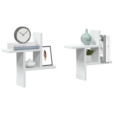 Berkfield Wall Shelves 2 Pcs White 38X12X38 Cm Engineered Wood - image 1