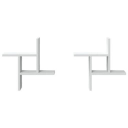 Berkfield Wall Shelves 2 Pcs White 38X12X38 Cm Engineered Wood - thumbnail 4