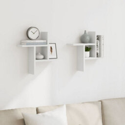 Berkfield Wall Shelves 2 Pcs White 38X12X38 Cm Engineered Wood - thumbnail 3