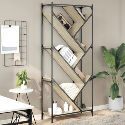 Berkfield Bookcase Sonoma Oak 79X30X180 Cm Engineered Wood And Metal - image 1