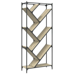 Berkfield Bookcase Sonoma Oak 79X30X180 Cm Engineered Wood And Metal - thumbnail 7