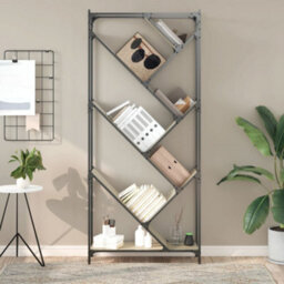 Berkfield Bookcase Sonoma Oak 79X30X180 Cm Engineered Wood And Metal - thumbnail 3
