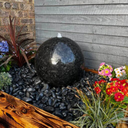 Outdoor Living UK Granite Polished Sphere 40Cm Natural Stone Water Feature With Cover Without Sump Kit
