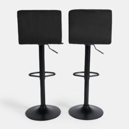 OHS Adjustable Bar Stools X 2 Velvet Swivel Seat Kitchen Chair, Black - thumbnail 5