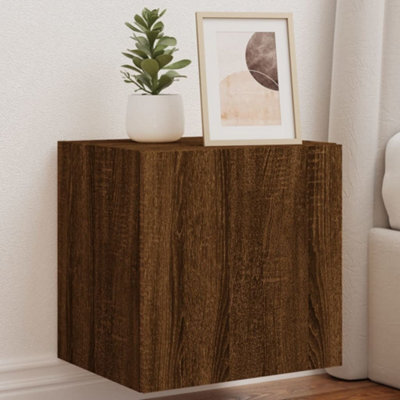 Walplus Tv Wall Cabinets With Led Lights 2 Pcs Brown Oak 40.5X35X40 Cm - image 1
