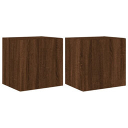Walplus Tv Wall Cabinets With Led Lights 2 Pcs Brown Oak 40.5X35X40 Cm - thumbnail 2