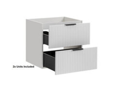 Impact Furniture White Double Vanity Unit With Drawers 1200mm Oak Countertop Wall Hung Bathroom Cabinets Ribbed Fluted Floating Adel - thumbnail 5