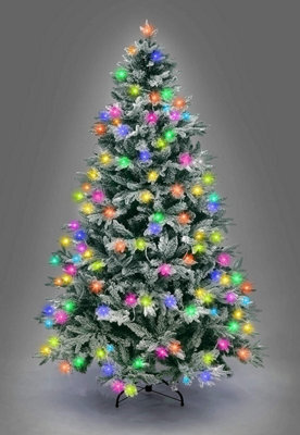 Shatchi 8Ft Prelit Green Lapland Fir Christmas Tree Multicolour Leds - image 1
