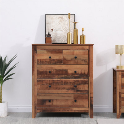 Furniturehmd Chest Of Drawers, 5-Drawer Organiser Unit,wooden Storage Cabinet,industrial Style - image 1