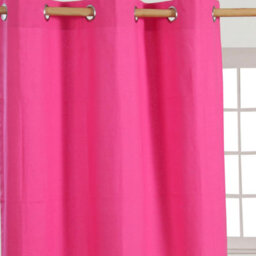 Homescapes Cotton Plain Hot Pink Ready Made Eyelet Curtain Pair, 137 X 228 Cm - thumbnail 2
