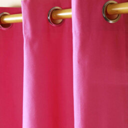 Homescapes Cotton Plain Hot Pink Ready Made Eyelet Curtain Pair, 137 X 228 Cm - thumbnail 3