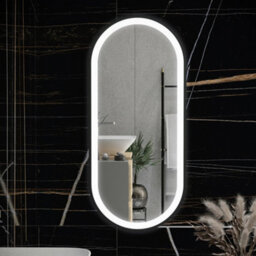 RAK Ceramics Rak Picture Oval Matt Black Illuminated Bathroom Mirror With Touch Sensor & Demister Pad, 550X1000mm, Ip44