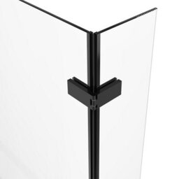 Sundaze 6mm Toughened Safety Glass L Shaped Shower Bath Screen Hinged Return Black - thumbnail 3