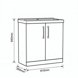 Balterley Level Contemporary Bathroom Floor Standing 2-Door Vanity Unit & Mid-Edge Basin, Satin Grey, 800mm - thumbnail 5