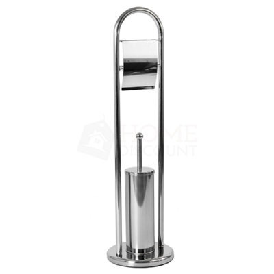 Lassic Bath Vida Silver Toilet Brush And Paper Holder With Round Base - image 1