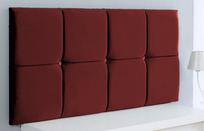 "Adore Designs Deluxe Cubed Plush Velvet 4Ft6 Double 20"" Headboard -  Burgundy"