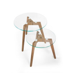 Oakham Glenfinnan Nest Of 2 Tables In Dark Brown And Clear - thumbnail 1