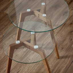 Oakham Glenfinnan Nest Of 2 Tables In Dark Brown And Clear - thumbnail 5