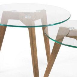 Oakham Glenfinnan Nest Of 2 Tables In Dark Brown And Clear - thumbnail 4