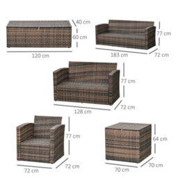 Outsunny 6 Pcs Patio Rattan Sofa Set Conversation Furniture Orange - thumbnail 3