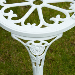Home Source Ornate Rose Detail Metal Outdoor Garden Bench White - thumbnail 7