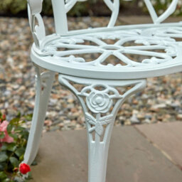 Home Source Ornate Rose Detail Metal Outdoor Garden Bench White - thumbnail 8