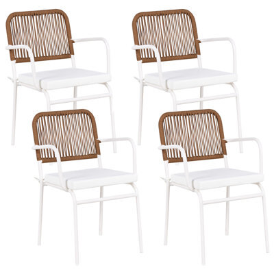 Beliani Set Of 4 Garden Chairs With Cushions Taceno Metal White - image 1
