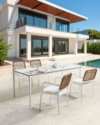 Beliani Set Of 4 Garden Chairs With Cushions Taceno Metal White - thumbnail 2