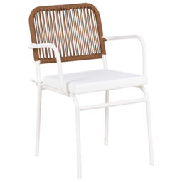 Beliani Set Of 4 Garden Chairs With Cushions Taceno Metal White - thumbnail 4