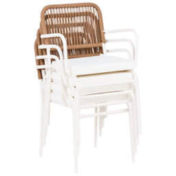 Beliani Set Of 4 Garden Chairs With Cushions Taceno Metal White - thumbnail 8