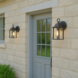 CGC Lighting Cgc Freya Bevelled Glass Antique Bronze Coach Lantern Outdoor Outside Wall Light Porch - thumbnail 2