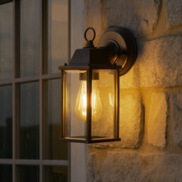 CGC Lighting Cgc Freya Bevelled Glass Antique Bronze Coach Lantern Outdoor Outside Wall Light Porch - thumbnail 5