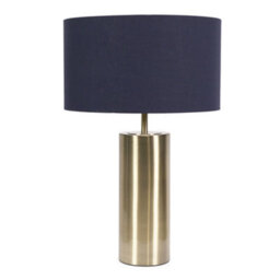 Valuelights Lexy Antique Brass Touch Table Lamp With Navy Blue Drum Shade - thumbnail 2