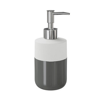 GoodHome Koros Gloss & Matt White & Anthracite Ceramic Freestanding Soap Dispenser - image 1