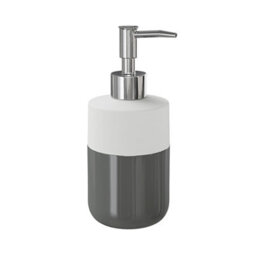 GoodHome Koros Gloss & Matt White & Anthracite Ceramic Freestanding Soap Dispenser
